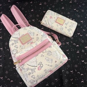 Disney • Loungefly • Belle • Beauty and the Beast • USED Mini Backpack & Wallet